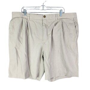 Mens Beige Tommy Bahama Pleated Shorts Silk & Cotton Blend 10" Inseam Size 42L